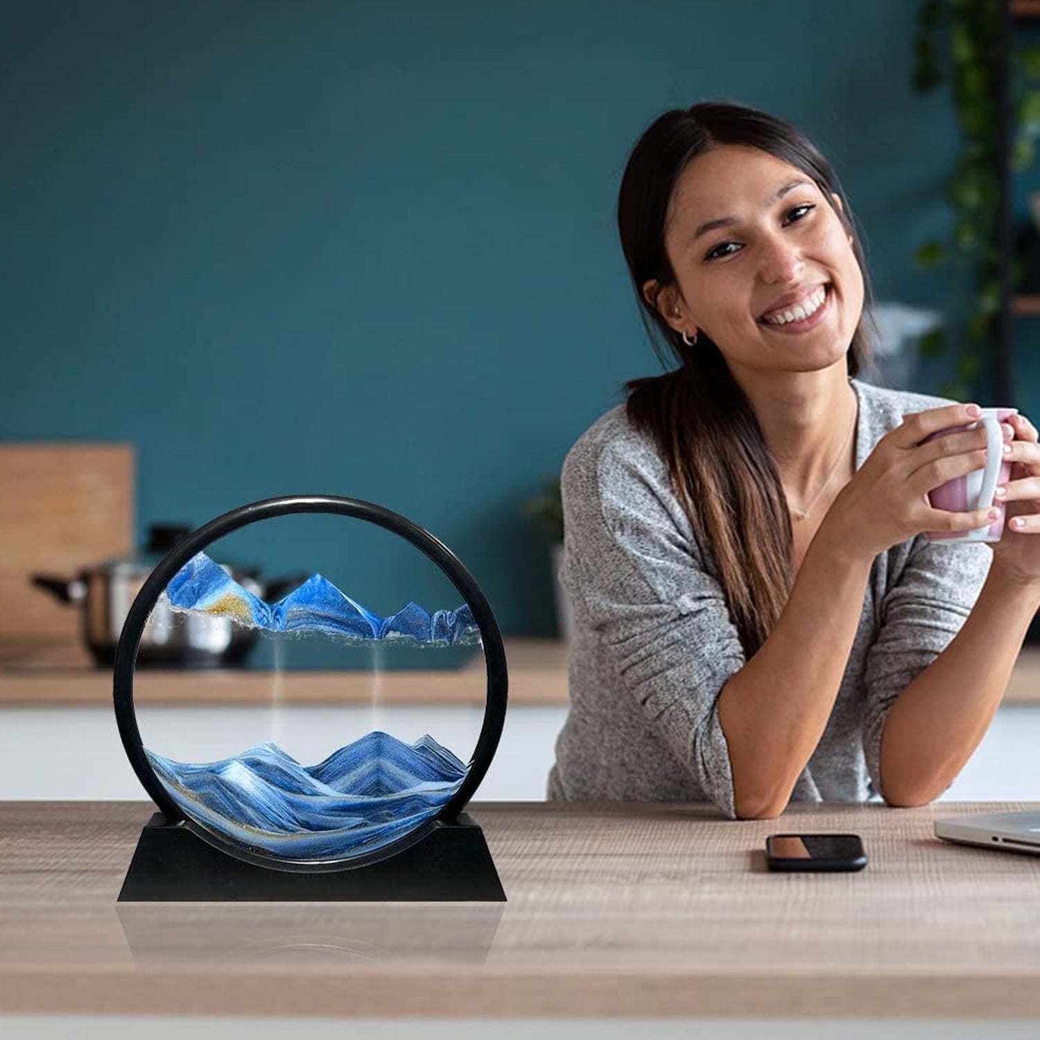 3D Moving Sand Art – Liquid Motion Deep Sea Sandscape with Round Glass Frame (1 Pc) 3D Moving Sand Art – Liquid Motion Deep Sea Sandscape with Round Glass Frame (1 Pc)